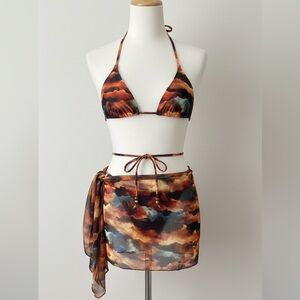 Multicolor Tie-Dye Bikini 3 piece Set NWOT NEVER WORN